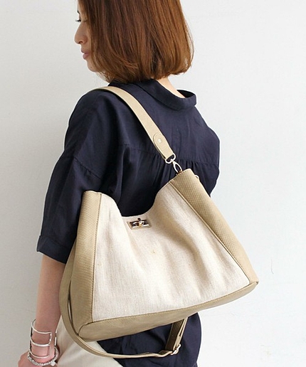 BYTF キャンバス×フェイクレザー 2WAY ワンショルダー