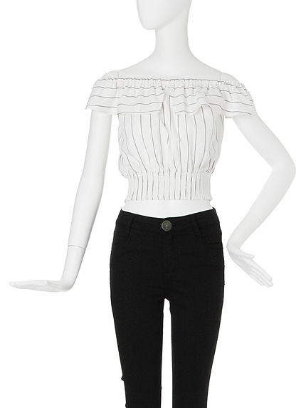 【FEMININE】フリルシャーリングブラウス