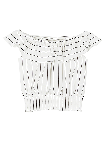 【FEMININE】フリルシャーリングブラウス