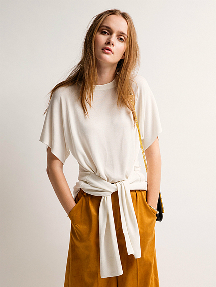 ウエストリボンニットプルオーバー