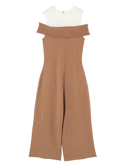 オフショルレイヤードオールインワン