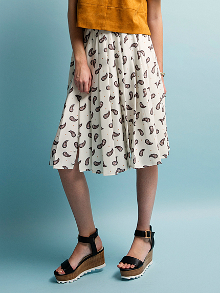 ペイズリープリーツスリットスカート