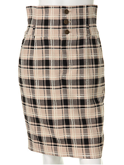 チェックハイウエストスカート