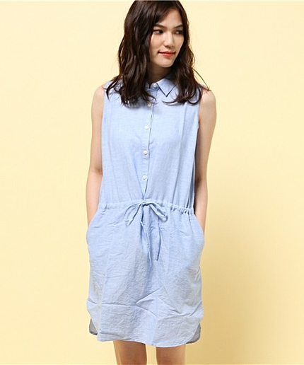 [GIORDANO]ノースリーブリネンシャツワンピース
