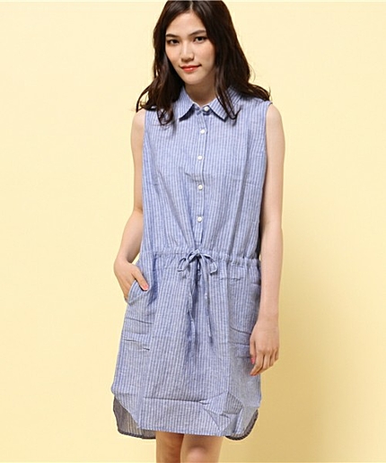 [GIORDANO]ノースリーブリネンシャツワンピース