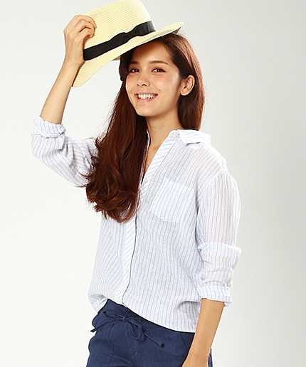 ストライプリネンシャツ