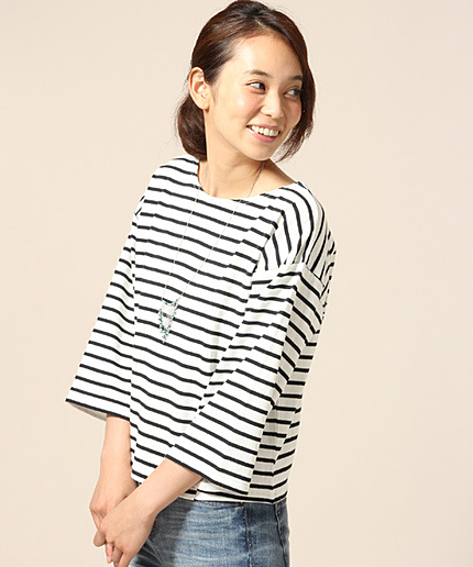 ボーダーソデヒロプルオーバー7分袖