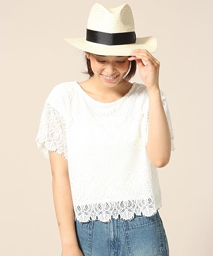 スカラップレースプルオーバーショートスリーブ