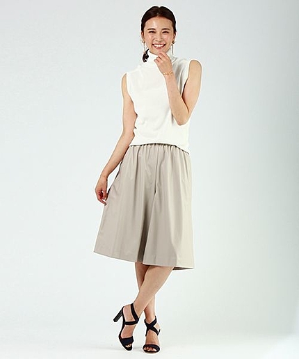 【pensee】フェイクレザーガウチョパンツ