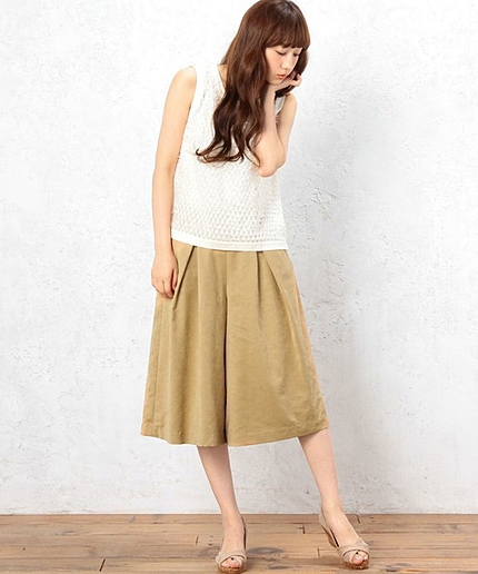 GT PE フェイクスウェード ガウチョ パンツ