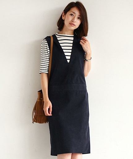 BY ∵フェイクスウェードVネックジャンパースカート