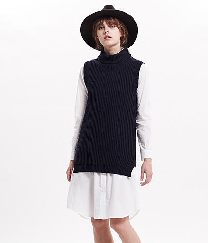 【先行予約】 コットンアクリル畦タートルノースリプルオーバー