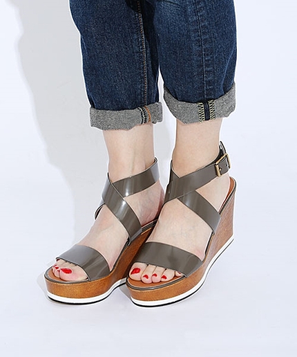 ウッドウエッジソールサンダル/L