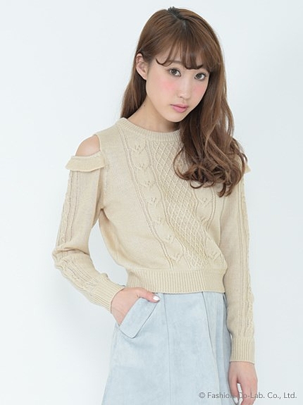 ショルダーフリルニットプルオーバー
