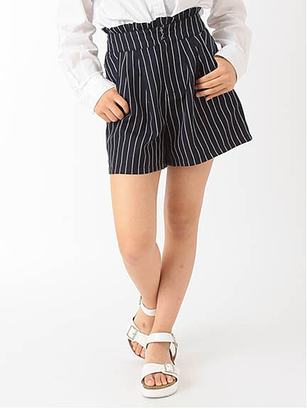 ・ウエストフリルストライプキュロットパンツ