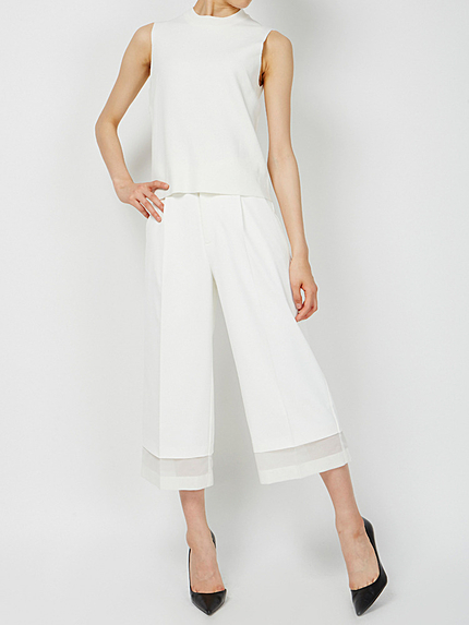 オーガンジー切替ワイドパンツ