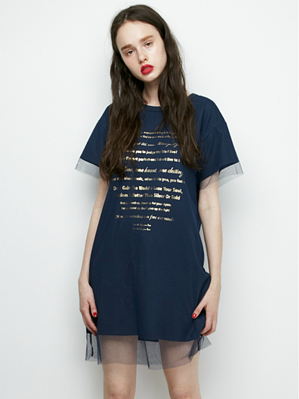 箔ロゴオーーチュールTワンピース