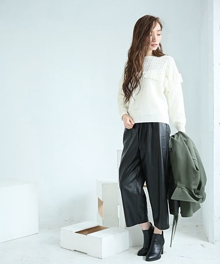 【先行予約】レザーライクガウチョパンツ