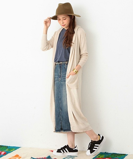 【展開店舗限定】ワッフルロングカーディガン/AEBC COワッフルロング CGN