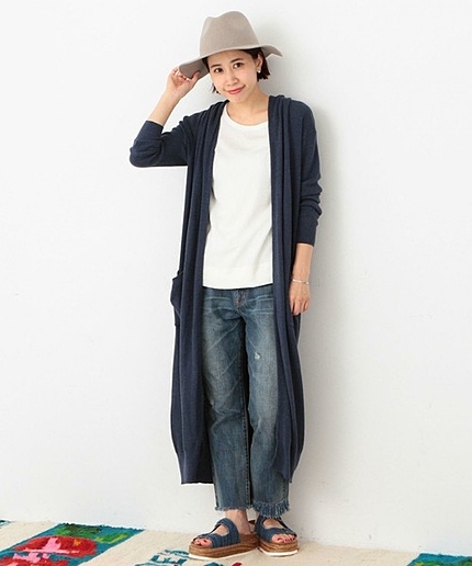 【展開店舗限定】ワッフルロングカーディガン/AEBC　COﾜｯﾌﾙﾛﾝｸﾞ　CGN