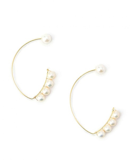 BY Causerie 淡水パールドロップフープピアス