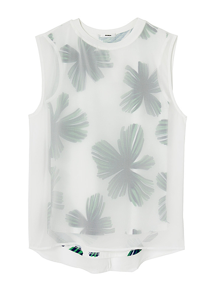 【FEMININE】カットソー×シフォントップス