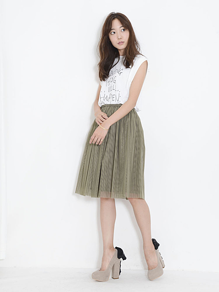 【W】ストライプハードチュールスカート