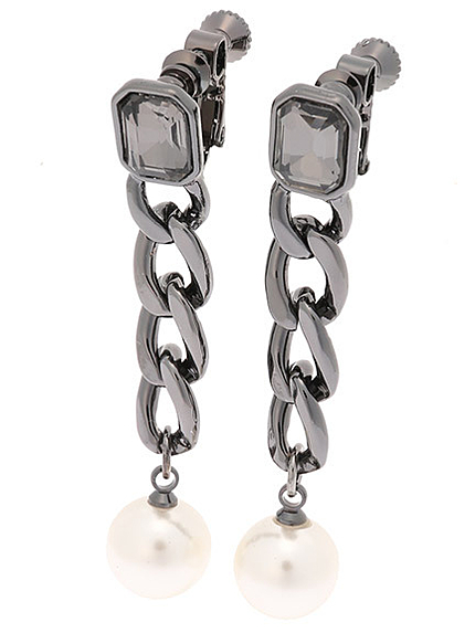 チェーン×パールイヤリング