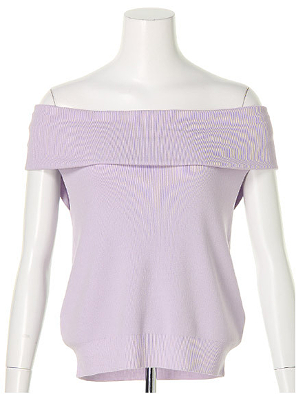 折返しオフショルニット