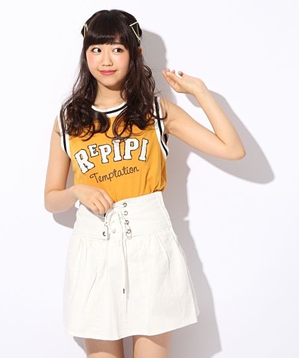 レースアップデニムフレアスカート