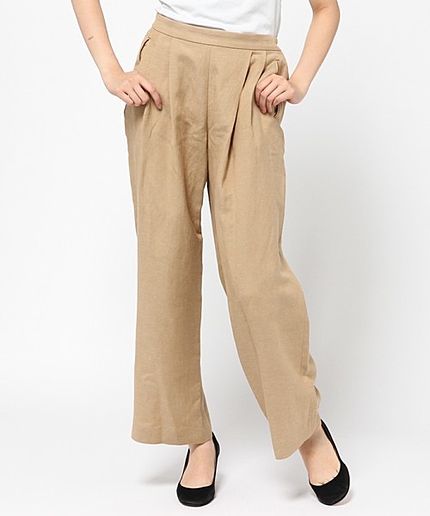 リネン/ビスコースソフトワッシャーパンツ