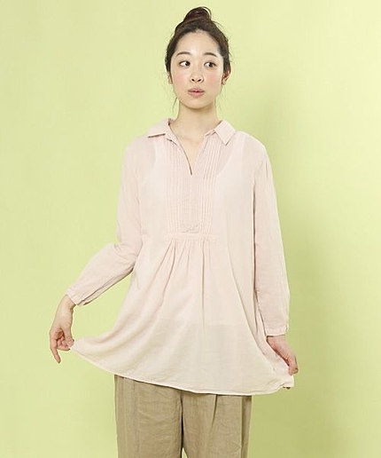 コットンボイルレースシャツチュニック