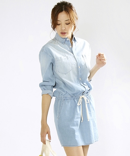 プルオーバーデニムワンピース