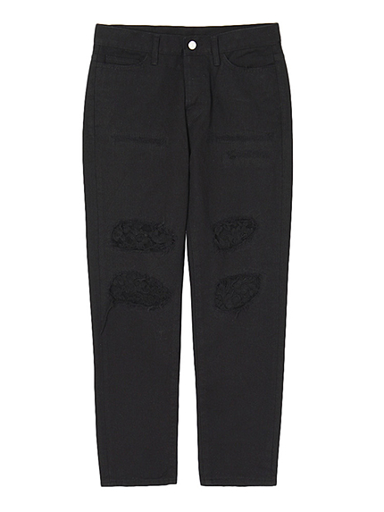 レースクラッシュデニムパンツ