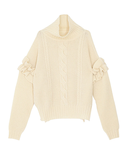 【八木アリサコラボ】ウール袖フリルニット