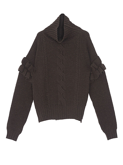 【八木アリサコラボ】ウール袖フリルニット