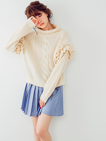 【八木アリサコラボ】ウール袖フリルニット