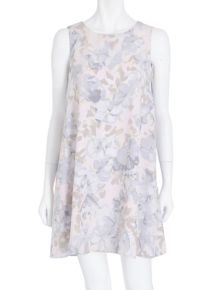 【DUO】 FLOWERプリントBACKタックワンピース