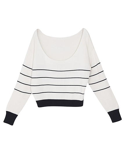 ボーダールーズフロントカーブニット