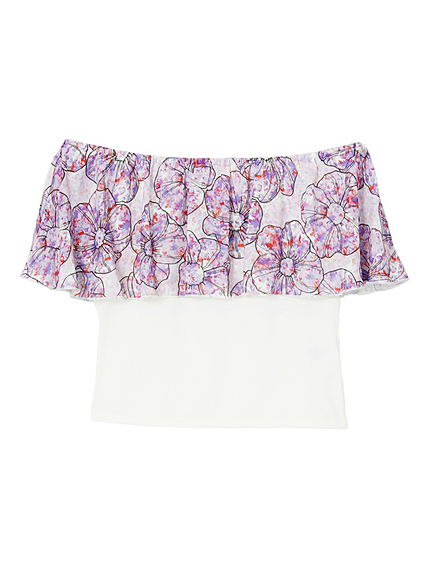 ブラッシュフラワーオフショルトップス