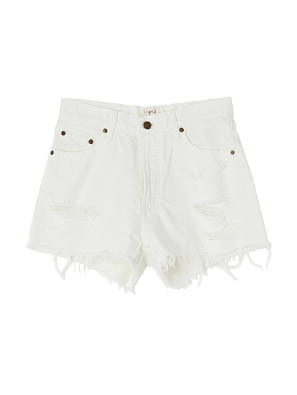 ホワイトダメージデニムショートパンツ