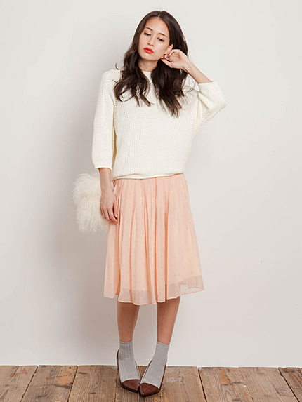 【DUO】 箔ドットシフォンプリーツスカート