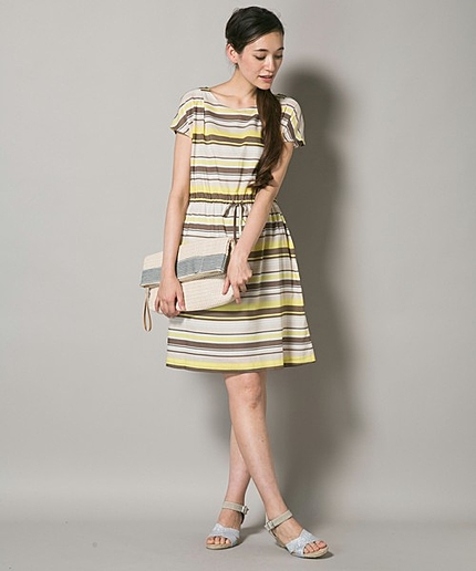 マルチボーダーPT半袖ワンピース