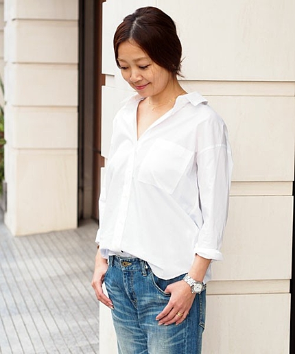 JOCLW C ドロップショルダー シャツ　/　白シャツ