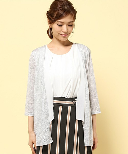 テンセルガーゼアイレットカーディガン