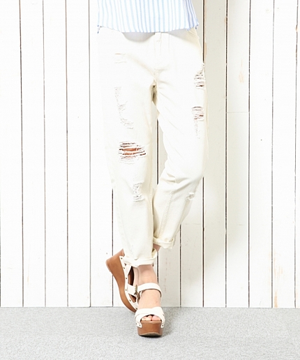 ダメージデニムボーイフレンドパンツ