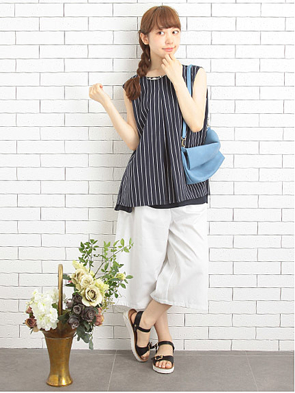 【Special Price】ストライプノースリーブチュニック