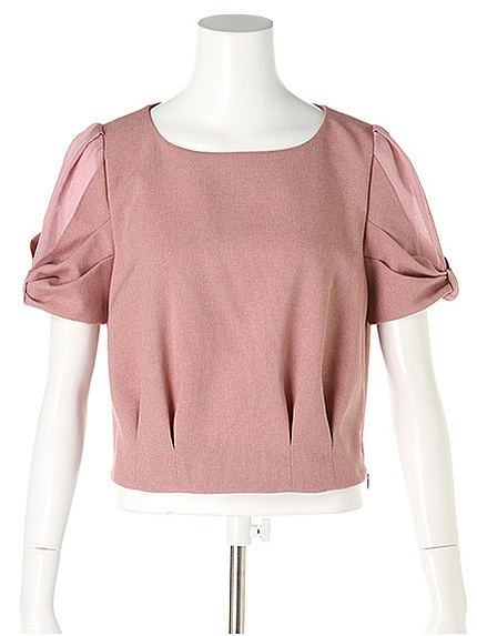 New袖リボンクロップドブラウス