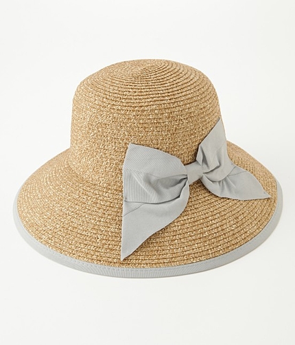 リボン付きつば広ハット