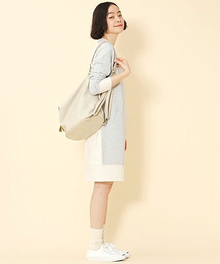 空紡裏毛 配色ワンピース